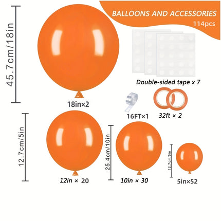 114pcs Orange Latex Balloons – Perfect for Fall Parties