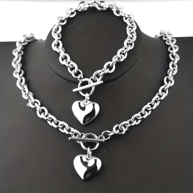 Elegant Heart Pendant Set