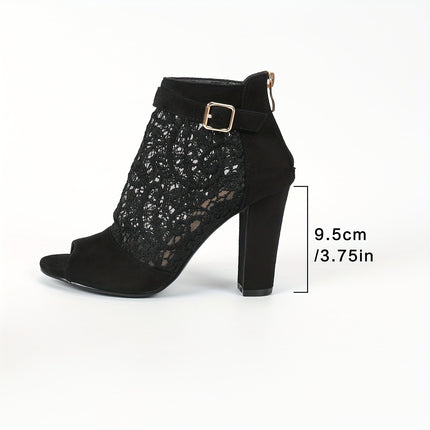 Chic Floral Mesh Peep-Toe Booties