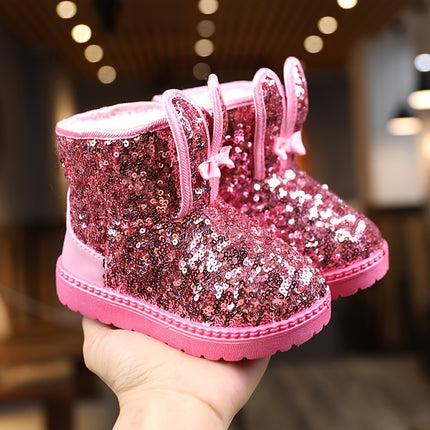 Cute Snow Boots with Sequin Bunny Ears