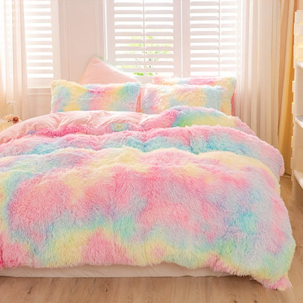 3pcs Tie-Dye Plush Duvet Set – Soft Winter Comfort