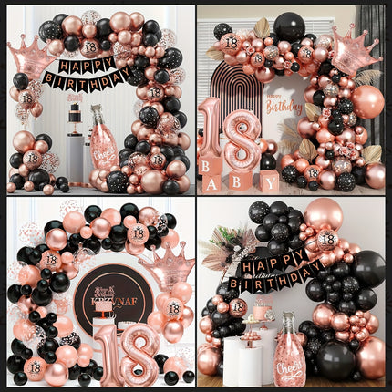 Rose Gold & Black Birthday Kit – Glamorous Party Essentials