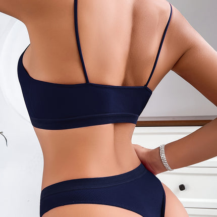Elegant Ribbed Burgundy Lingerie Set