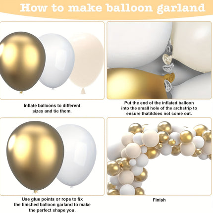 60th Party Decoration Kit – Golden & White Balloons Set