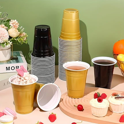 16OZ Black and Golden Plastic Party Cups