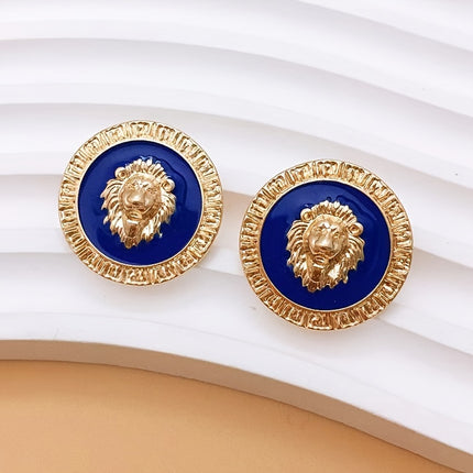 Vintage Geometric Lion Head Studs