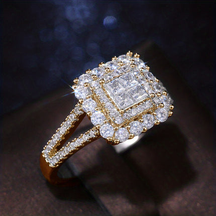 Iced Out Square Zirconia Wedding Ring