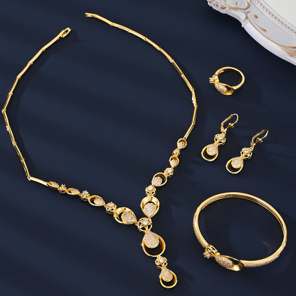 5pcs Flower & Water Drop Jewelry Set