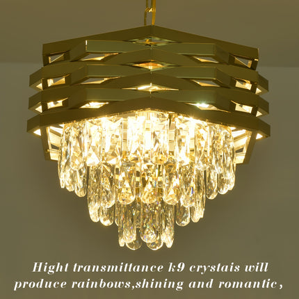 Golden 5-Light Crystal Chandelier – Modern Farmhouse Elegance