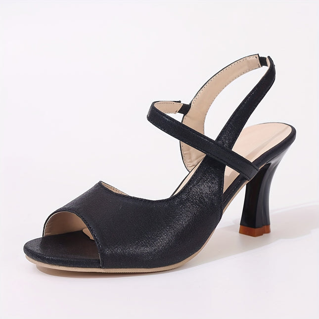 Elegant Black Peep-Toe High Heel Sandals