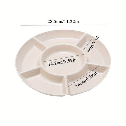 6-Compartment Round Snack Plate: Perfect for Parties
