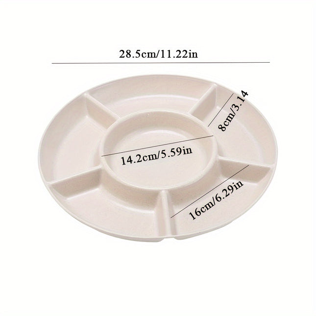 6-Compartment Round Snack Plate: Perfect for Parties