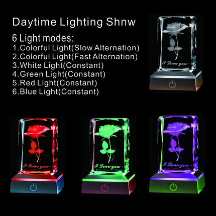 3D Rose Crystal LED Lamp - Romantic & Memorable Gift
