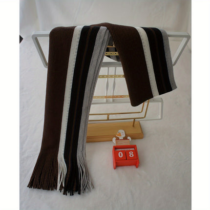 Men’s Striped Tassel Acrylic Scarf
