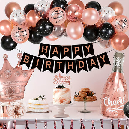 Rose Gold & Black Birthday Kit – Glamorous Party Essentials