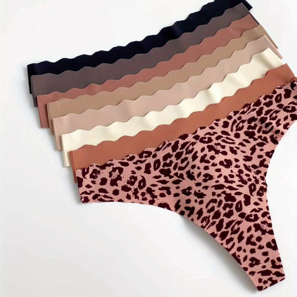 8pcs Women's Solid Color Thong Panties