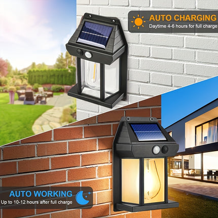 Solar-Powered LED Wall Sconce with Motion Sensor - Outdoor Lighting