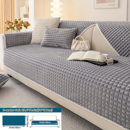 Plaid Plush Sofa Cover - Warm, Soft, Pet-Friendly Protector