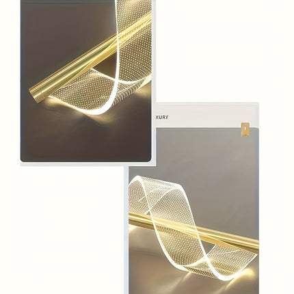 Chic Golden Pendant Light – Adjustable Height & 3-Color Changing