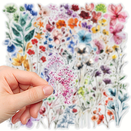 50pcs Transparent Flower Stickers