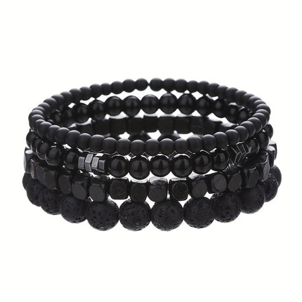 4pcs Men's Natural Stone Bracelet Set