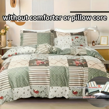 Pastoral Flower Plaid Duvet Cover Set - 3pcs Cozy Style