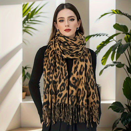 Bohemian Leopard Print Fleece Scarf