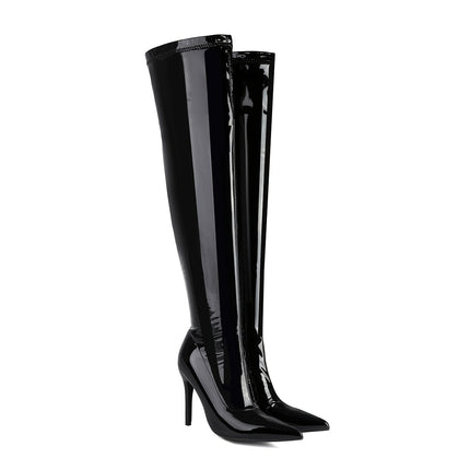 Elegant Black Stiletto Knee-High Boots