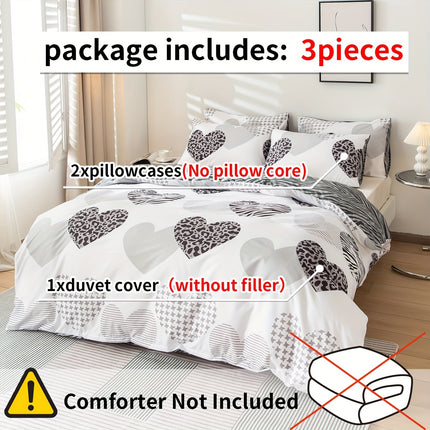 Leopard Print Heart Comforter Set - Cozy & Stylish Bedding