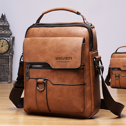 Vintage Leather Crossbody Business Bag
