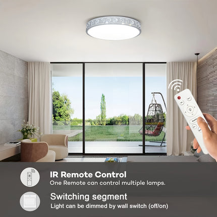 LED Dimmable Ceiling Light – Remote Control, Color Adjustable