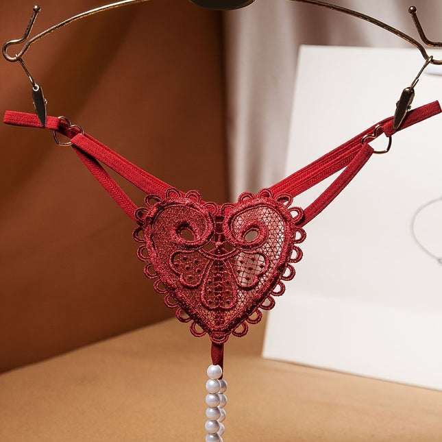Floral Embroidery Pearl Thongs