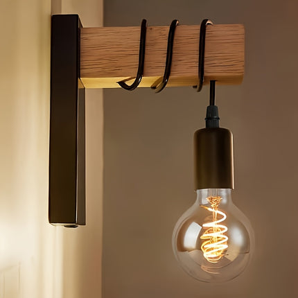 Chic Retro Wooden Wall Lamp - Stylish Lighting for Any Room