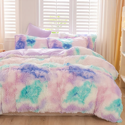Cozy Tie-Dye Plush Duvet Cover Set - Soft & Stylish