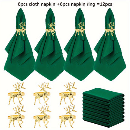 12pcs Christmas Napkin & Ring Set