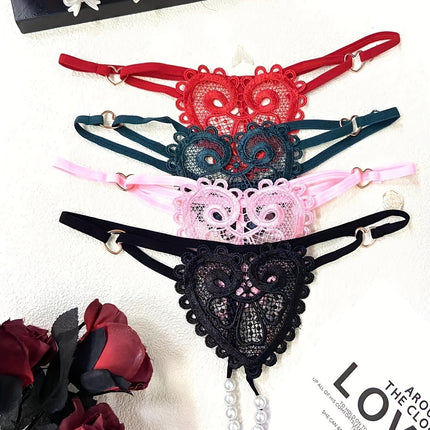 Floral Embroidery Pearl Thongs
