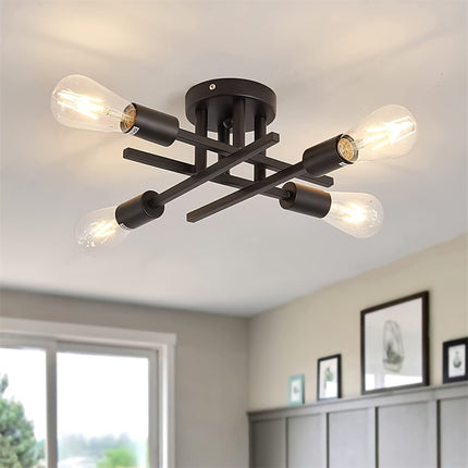 Modern Black Iron Satellite Ceiling Light – Industrial E27/E26 Bulb