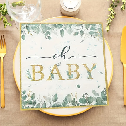 48pcs Oh Baby Golden Foil Disposable Napkins