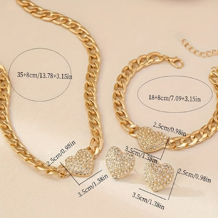 Chic Heart-Shaped Bling Set