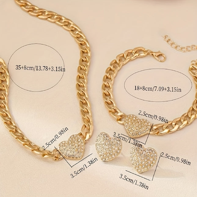 Chic Heart-Shaped Bling Set