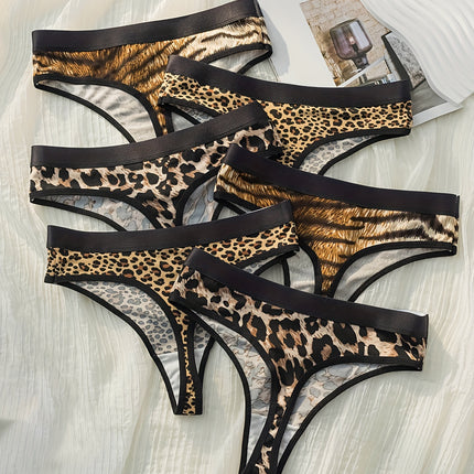 6-Pack Leopard & Zebra Thong Set