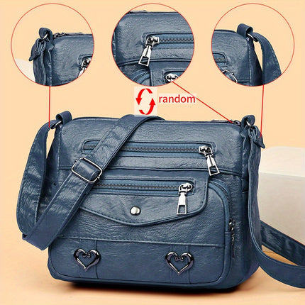 Retro Heart Decor Crossbody Bag