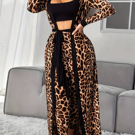 Leopard Print 3-Piece Lounge Set