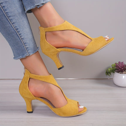 Peep Toe T-Strap High Heels