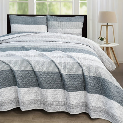 Dark Grey Patchwork Quilted Bedspread Set - 3pcs Comfort