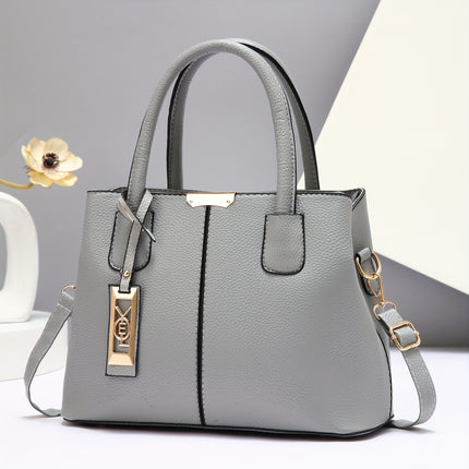 Large Gray PU Tote Bag