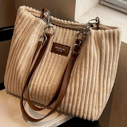 Elegant Corduroy Tote Bag – Stylish, Spacious, Everyday Essential - Monti Bargains