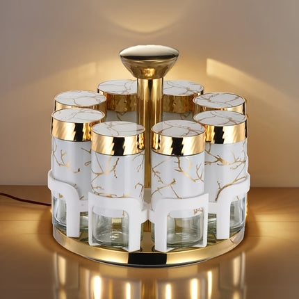 8-Piece Rotating Glass Spice Bottles Set