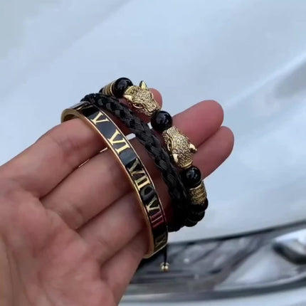 Men's Luxury Leopard Bracelet Set