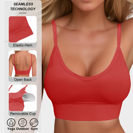 Knitted Ribbed Halter Sports Bra
